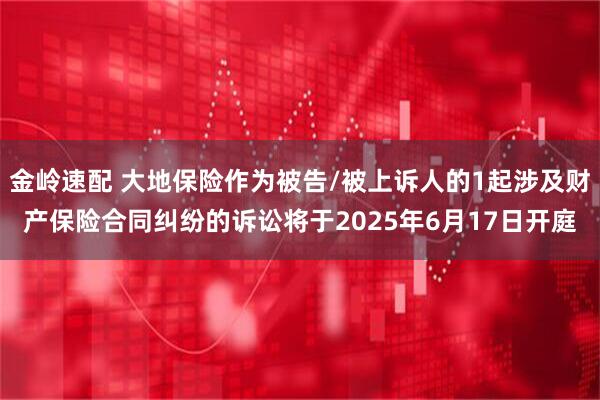 金岭速配 大地保险作为被告/被上诉人的1起涉及财产保险合同纠纷的诉讼将于2025年6月17日开庭